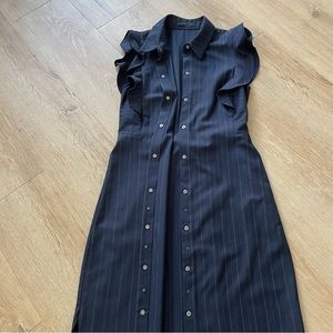 T Tahari Abba Pinstripe Ruffle Button-down Dress - Sz 0